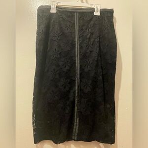 G by Guess Black Floral Lace Pencil Skirt
